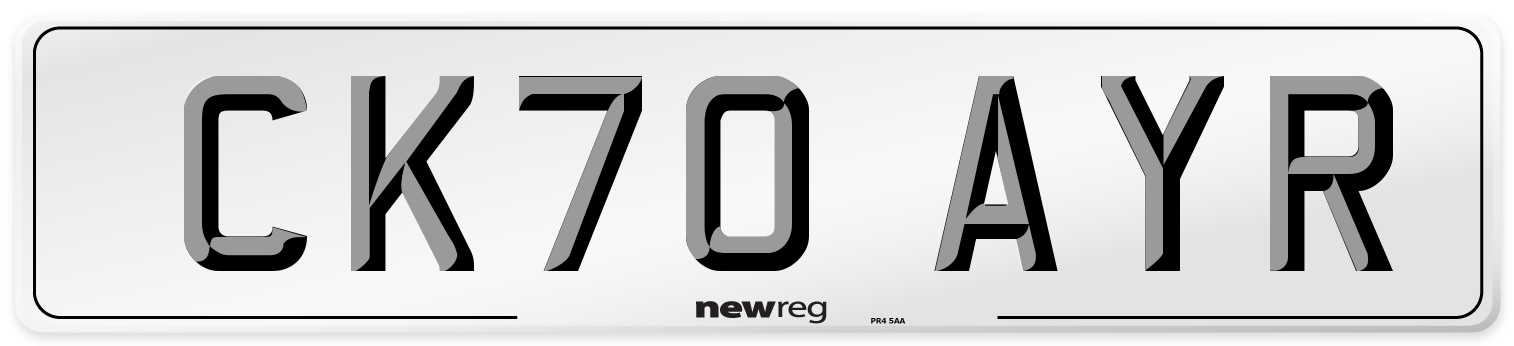 CK70 AYR Number Plate from New Reg